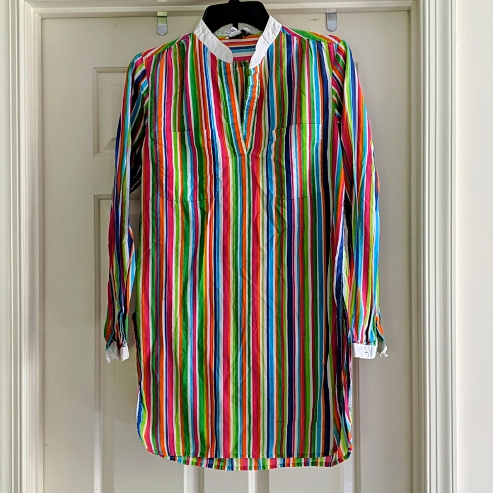 Oversized Rainbow Hi Slit Tunic Top